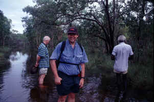 Jon awaiting the leach or the croc