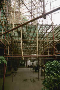 Walkway under Scaffolding at the temple