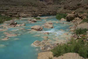 The blue color of the Little Colorado River